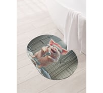 Коврик овальный для ванной и туалета JoyArty "Поющая хрюшка" 58x38 см, sbm_sd3876_58x38