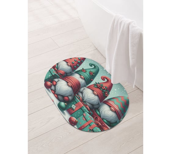 Коврик овальный для ванной и туалета JoyArty "Утро с подарками" 58x38 см, sbm_sd3871_58x38 1