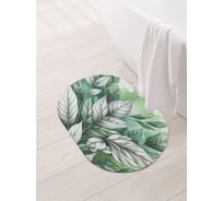 Коврик овальный для ванной и туалета JoyArty "Рисунок листьев" 58x38 см, sbm_sd3477_58x38