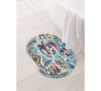 Коврик овальный для ванной и туалета JoyArty "Рождественские котики" 58x38 см, sbm_sd3880_58x38