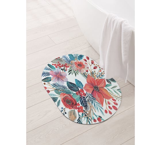 Коврик овальный для ванной и туалета JoyArty "Цветочный сбор" 58x38 см, sbm_sd3996_58x38 1