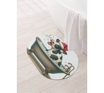 Коврик овальный для ванной и туалета JoyArty "Радостная корова" 58x38 см, sbm_sd3873_58x38