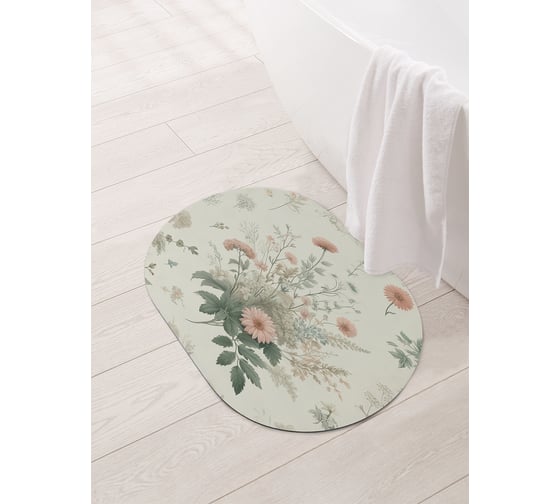 Коврик овальный для ванной и туалета JoyArty "Цветочки нежные" 58x38 см, sbm_sd3551_58x38 1