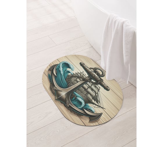 Коврик овальный для ванной и туалета JoyArty "Якорь на дереве" 58x38 см, sbm_sd3524_58x38 1