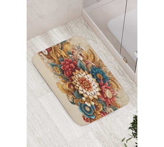 Коврик для ванной комнаты и туалета противоскользящий JoyArty "Сухой букет" 52x77 см bath_sd3529 1