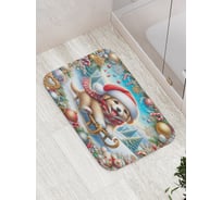 Коврик для ванной комнаты и туалета противоскользящий JoyArty "Счастливый щенок" 52x77 см, серия Новый год и Рождество bath_sd3862
