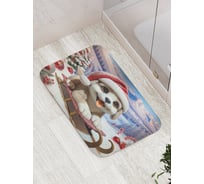Коврик для ванной комнаты и туалета противоскользящий JoyArty "Катание на санях" 52x77 см, серия Новый год и Рождество bath_sd3868