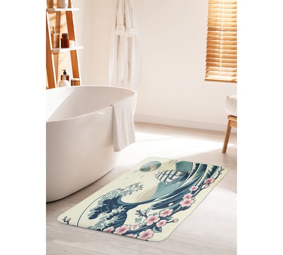 Коврик для ванной комнаты и туалета противоскользящий JoyArty "Корабль на волнах" 60x100 см bath_sd3565_60x100 1