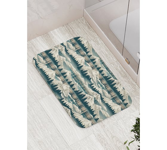 Коврик для ванной комнаты и туалета противоскользящий JoyArty "Коллаж гор" 52x77 см bath_sd3939 1