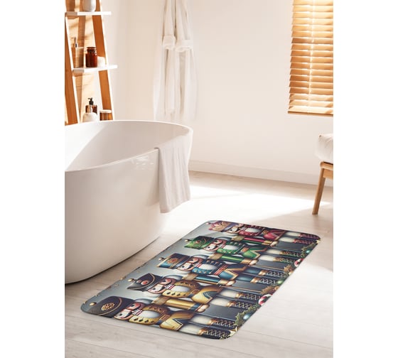 Коврик для ванной комнаты и туалета противоскользящий JoyArty "Солдатики в строю" 60x100 см, серия Новый год и Рождество bath_sd3932_60x100 1