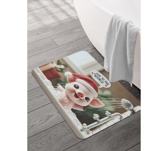 Коврик для ванной и туалета JOYARTY Радость миру 58x38 см, sbmrec_sd3874_58x38
