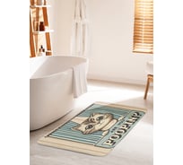 Коврик для ванной комнаты и туалета противоскользящий JoyArty "Кот из шторки" 60x100 см bath_sd3468_60x100