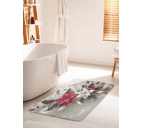 Коврик для ванной комнаты и туалета противоскользящий JoyArty "Лиственные цветы" 60x100 см, серия Новый год и Рождество bath_sd3907_60x100