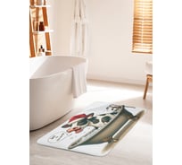Коврик для ванной комнаты и туалета противоскользящий JoyArty "Радостная корова" 60x100 см, серия Новый год и Рождество bath_sd3873_60x100