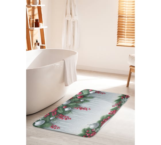 Коврик для ванной комнаты и туалета противоскользящий JoyArty "Сосульки в ели" 60x100 см, серия Новый год и Рождество bath_sd3953_60x100 1