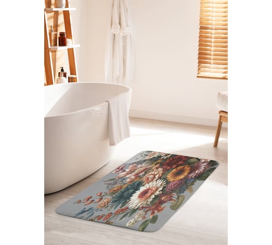 Коврик для ванной комнаты и туалета противоскользящий JoyArty "Сухоцветы осени" 60x100 см bath_sd3419_60x100 1