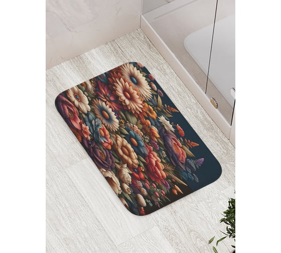 Коврик для ванной комнаты и туалета противоскользящий JoyArty "Осенние цветы" 52x77 см bath_sd3420 1