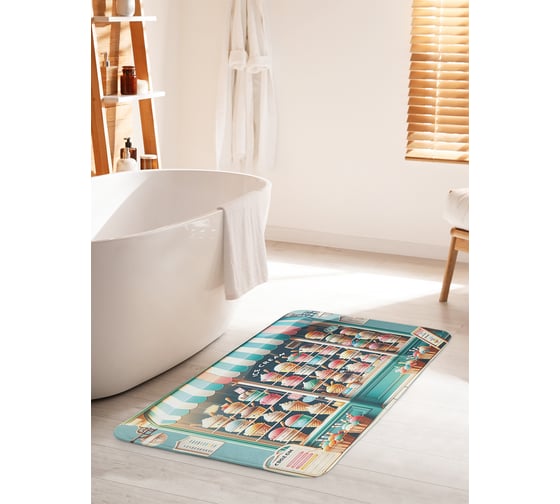 Коврик для ванной комнаты и туалета противоскользящий JoyArty "Лавка с мороженым" 60x100 см bath_sd3453_60x100 1