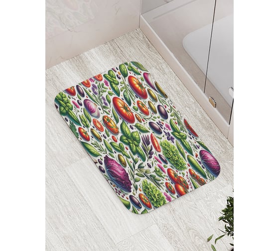 Коврик для ванной комнаты и туалета противоскользящий JoyArty "Дачные овощи" 52x77 см bath_sd3414 1