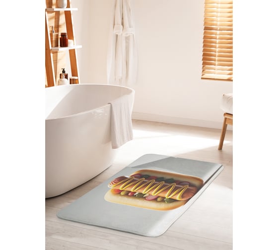 Коврик для ванной комнаты и туалета противоскользящий JoyArty "Хот-дог" 60x100 см bath_sd3454_60x100 1