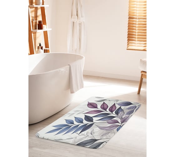 Коврик для ванной комнаты и туалета противоскользящий JoyArty "Листья бледные" 60x100 см bath_sd3505_60x100 1