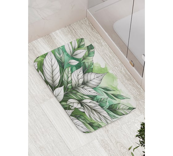 Коврик для ванной комнаты и туалета противоскользящий JoyArty "Рисунок листьев" 52x77 см bath_sd3477 1