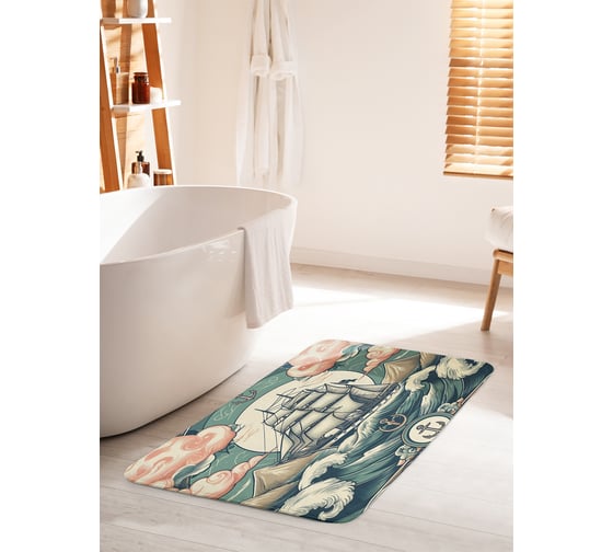 Коврик для ванной комнаты и туалета противоскользящий JoyArty "Корабль в пути" 60x100 см bath_sd3484_60x100 1