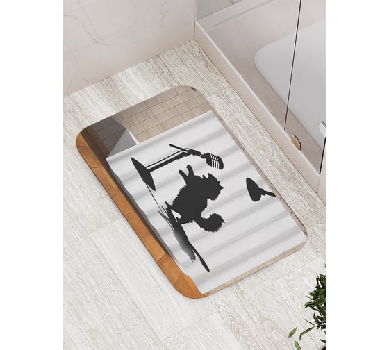 Коврик для ванной комнаты и туалета противоскользящий JoyArty "Кот поет" 52x77 см bath_sd3548 1