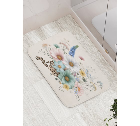 Коврик для ванной комнаты и туалета противоскользящий JoyArty "Полевой букет" 52x77 см bath_sd3546 1