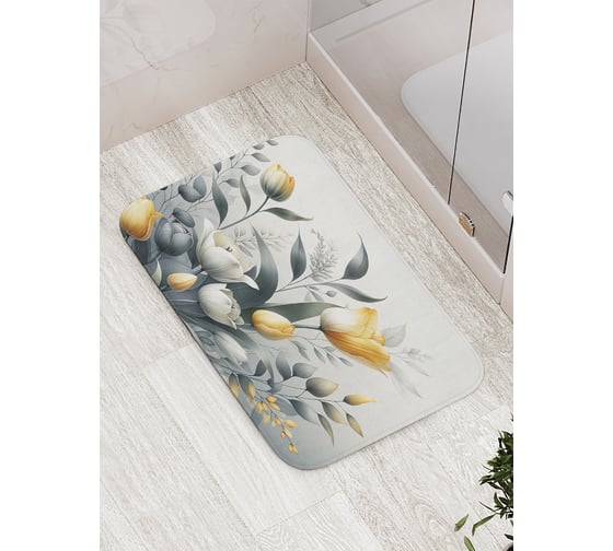 Коврик для ванной комнаты и туалета противоскользящий JoyArty "Тюльпаны" 52x77 см bath_sd3523 1