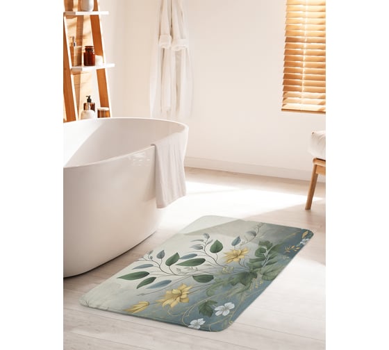 Коврик для ванной комнаты и туалета противоскользящий JoyArty "Туманные цветы" 60x100 см bath_sd3586_60x100 1