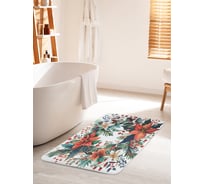 Коврик для ванной комнаты и туалета противоскользящий JoyArty "Лиственный венок" 60x100 см, серия Новый год и Рождество bath_sd3994_60x100