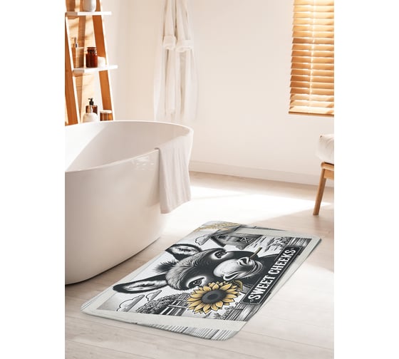Коврик для ванной комнаты и туалета противоскользящий JoyArty "Фото ослика" 60x100 см bath_sd3583_60x100