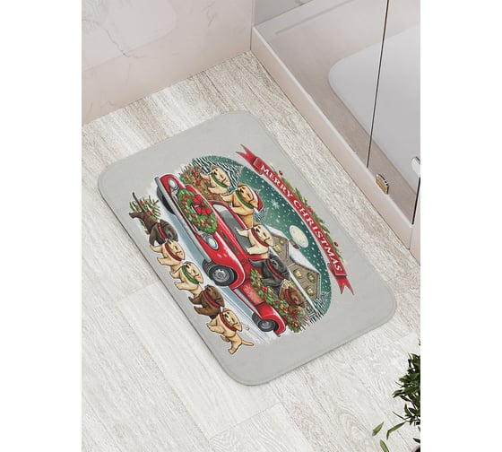 Коврик для ванной комнаты и туалета противоскользящий JoyArty "Счастливого праздника" 52x77 см, серия Новый год и Рождество bath_sd3952 1