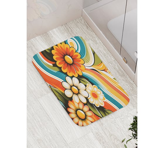 Коврик для ванной комнаты и туалета противоскользящий JoyArty "Раскраска цветов" 52x77 см bath_sd3549 1