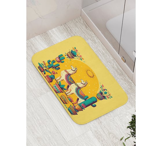 Коврик для ванной комнаты и туалета противоскользящий JoyArty "Лама с кактусом" 52x77 см bath_sd3440 1
