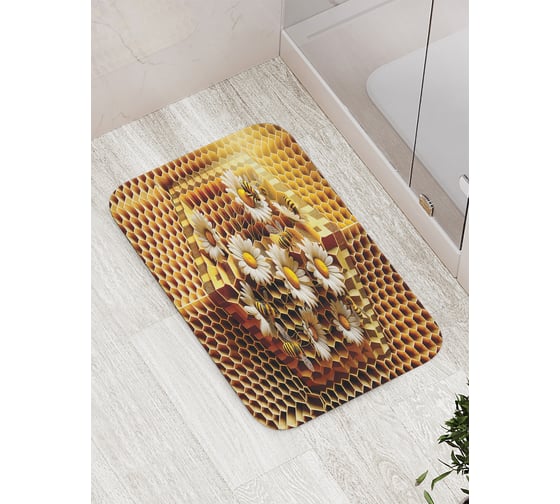 Коврик для ванной комнаты и туалета противоскользящий JoyArty "Медовые цветы" 52x77 см bath_sd3423 1