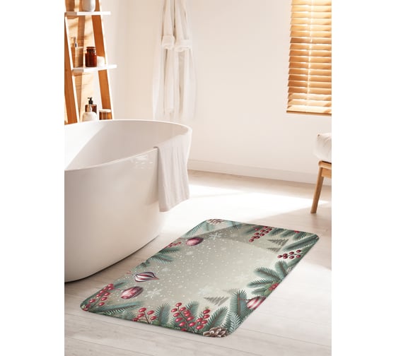 Коврик для ванной комнаты и туалета противоскользящий JoyArty "Нарядный лес" 60x100 см, серия Новый год и Рождество bath_sd3956_60x100 1