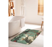 Коврик для ванной комнаты и туалета противоскользящий JoyArty "Игра с ленточкой" 60x100 см, серия Новый год и Рождество bath_sd3979_60x100