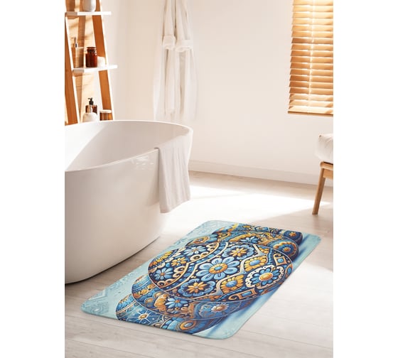 Коврик для ванной комнаты и туалета противоскользящий JoyArty "Расписные яйца" 60x100 см, серия Новый год и Рождество bath_sd3966_60x100 1