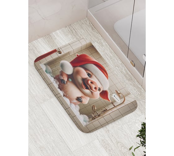 Коврик для ванной комнаты и туалета противоскользящий JoyArty "Подготовка к празднику" 52x77 см, серия Новый год и Рождество bath_sd3875 1