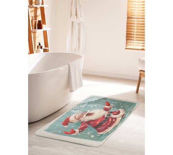 Коврик для ванной комнаты и туалета противоскользящий JoyArty "Поющий Дед Мороз" 60x100 см, серия Новый год и Рождество bath_sd4001_60x100 1