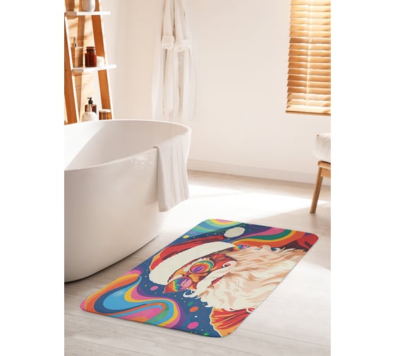 Коврик для ванной комнаты и туалета противоскользящий JoyArty "Ретро Дед Мороз" 60x100 см, серия Новый год и Рождество bath_sd4003_60x100 1