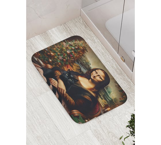 Коврик для ванной комнаты и туалета противоскользящий JoyArty "Уютным вечером" 52x77 см, серия Новый год и Рождество bath_sd3893 1