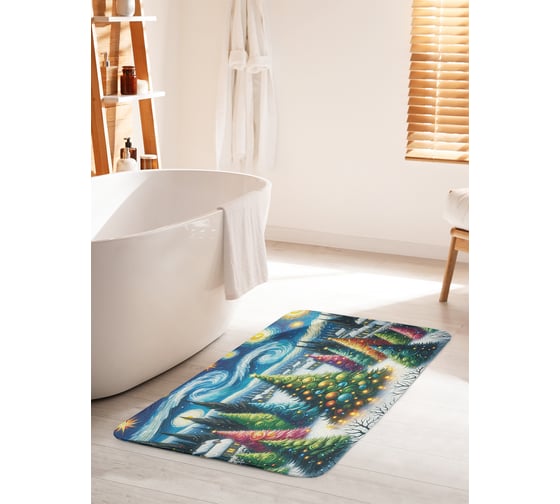 Коврик для ванной комнаты и туалета противоскользящий JoyArty "Нарядные елки" 60x100 см, серия Новый год и Рождество bath_sd3892_60x100 1