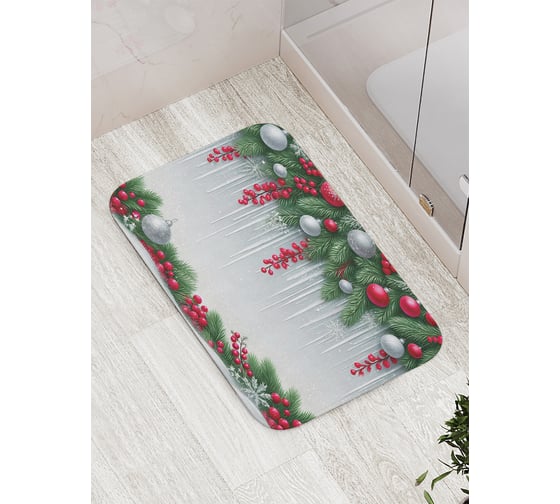Коврик для ванной комнаты и туалета противоскользящий JoyArty "Сосульки в ели" 52x77 см, серия Новый год и Рождество bath_sd3953 1