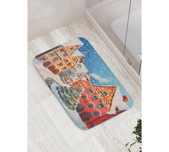 Коврик для ванной комнаты и туалета противоскользящий JoyArty "Новогодняя елка" 52x77 см, серия Новый год и Рождество bath_sd3984 1