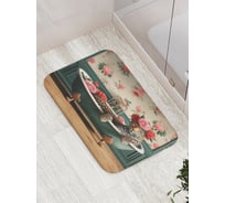 Коврик для ванной комнаты и туалета противоскользящий JoyArty "Леопард в розах" 52x77 см bath_sd3541