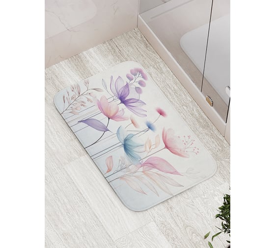 Коврик для ванной комнаты и туалета противоскользящий JoyArty "Легкие цветы" 52x77 см bath_sd3504 1