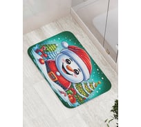 Коврик для ванной комнаты и туалета противоскользящий JoyArty "Снеговик с подарками" 52x77 см, серия Новый год и Рождество bath_sd3927